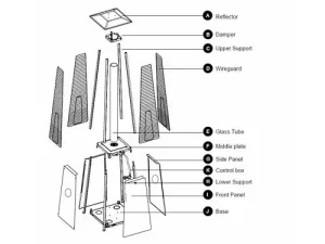 Quartz tube standing natural gas heater diagram