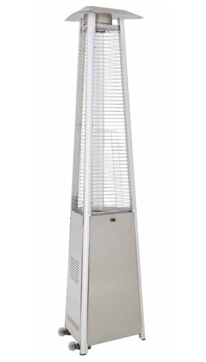 94" Tall Commercial Triangle Glass Tube Portable Stainless Steel Liquid Propane Patio Heater