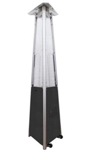 94" Tall Commercial Triangle Glass Tube Portable Hammered Silver Liquid Propane Patio Heater